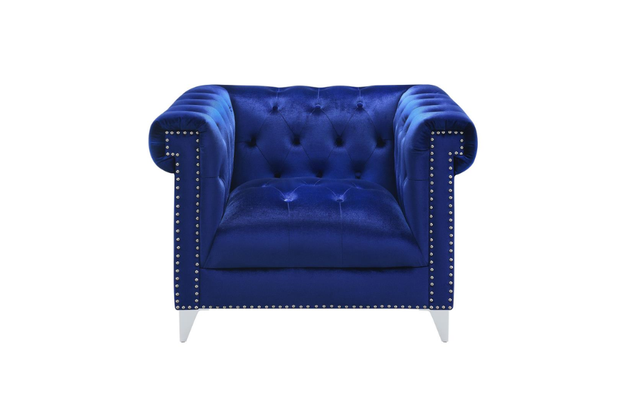 Bleker Upholstered Tuxedo Arm Tufted Accent Chair Blue 509483