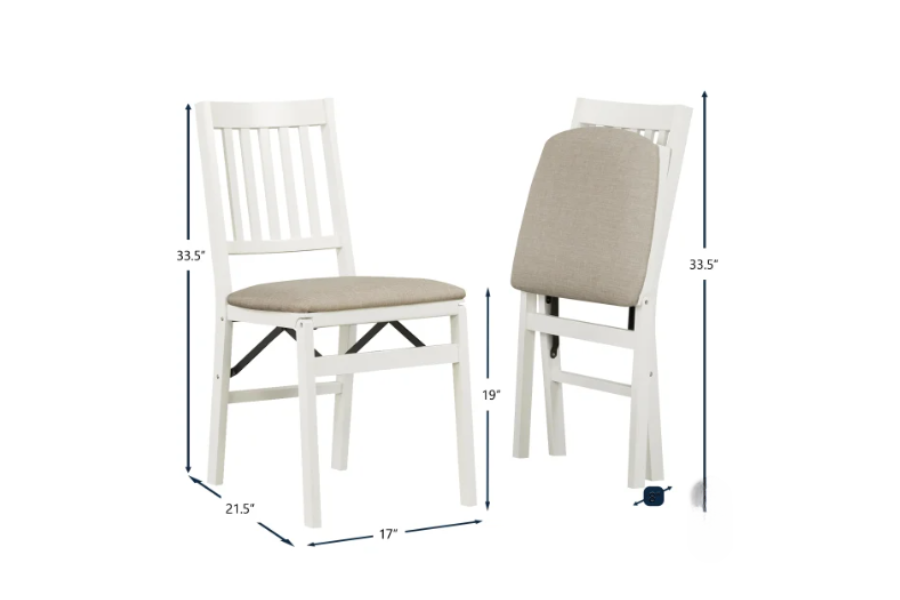 Stakmore Wood Folding Chair with Upholstered Seat, 2-pack