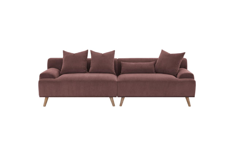 Elizabeth Corduroy Upholstered Extra Long Sofa Wine Red 503957