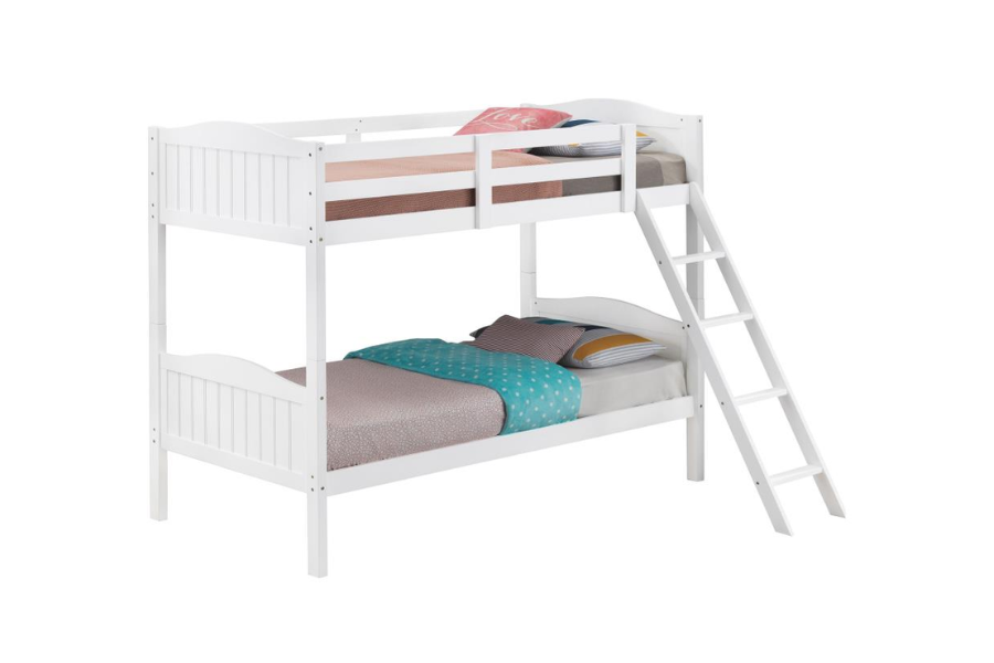 Arlo Wood Twin Over Twin Bunk Bed White 405053WHT