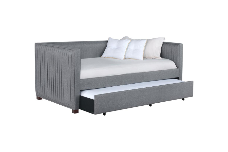 Brodie Upholstered Twin Daybed with Trundle Grey 300554