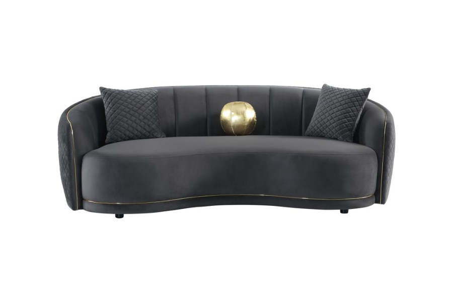 Brookside Velvet Upholstered Curved Sofa Dark Grey 504844 Comming Soon