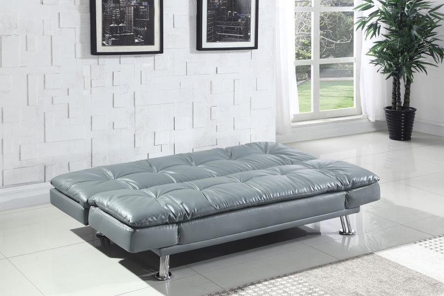 Sofá cama convertible con capitoné tapizado Dilleston gris 500096 