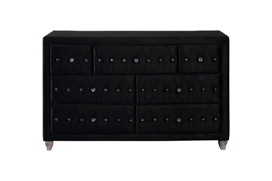 Deanna 7-drawer Upholstered Dresser Black	206103