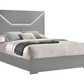 Ives Eastern King Panel Bed LED Headboard Grey High Gloss 224971Q