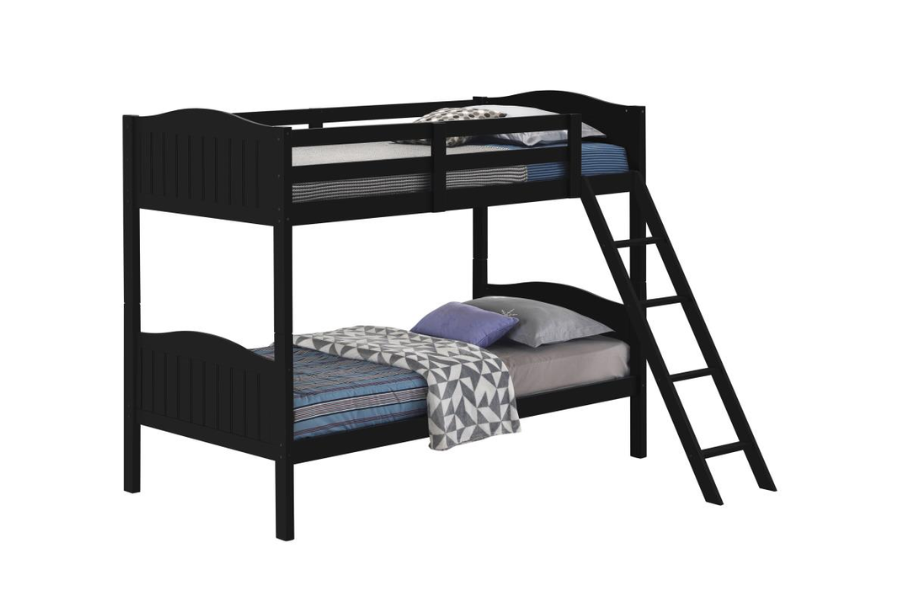 Arlo Wood Twin Over Twin Bunk Bed Black 405053BLK