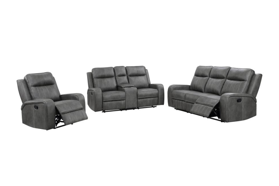 Raelynn 3-piece Upholstered Reclining Sofa Set Grey 603191-S3