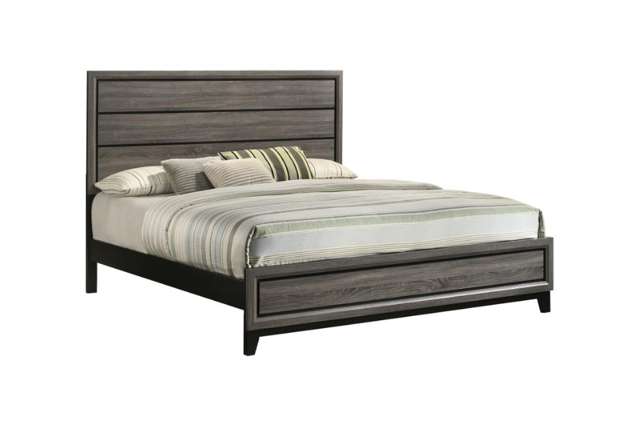 Watson Wood Eastern King Panel Bed Grey Oak 212421KE