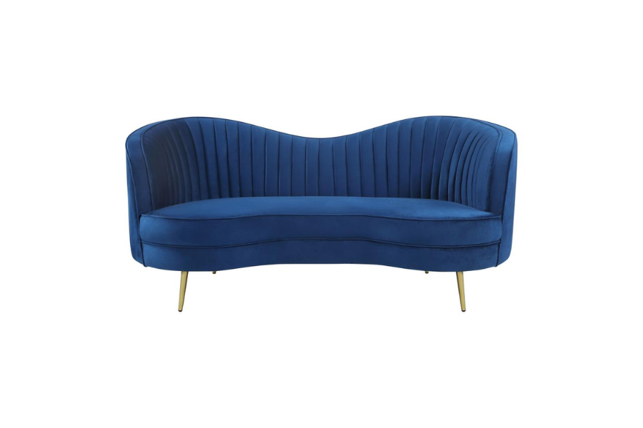 Sophia Upholstered Channel Tufted Loveseat Blue 506862