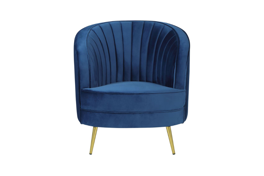 Sophia Upholstered Channel Tufted Barrel Accent Chair Blue 506863