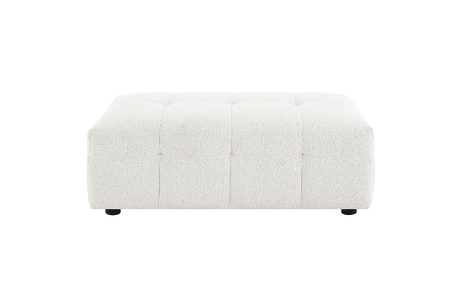 Everly Boucle Upholstered Rectangular Ottoman Off White 504854