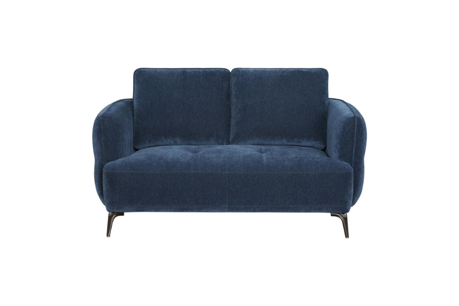 Lively Chenille Upholstered Modern Track Arm Loveseat Blue 509042