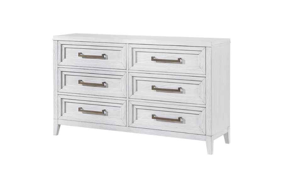 Marielle 6-drawer Bedroom Dresser Distressed White 224843