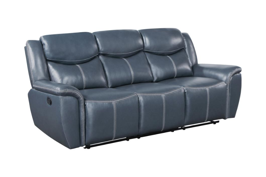 Sloane 2-piece Upholstered Reclining Sofa Set Blue 610271-S2