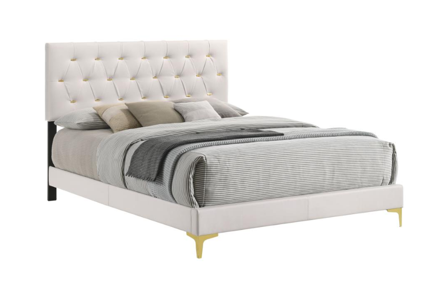 Kendall Upholstered Eastern King Panel Bed White 224401KE