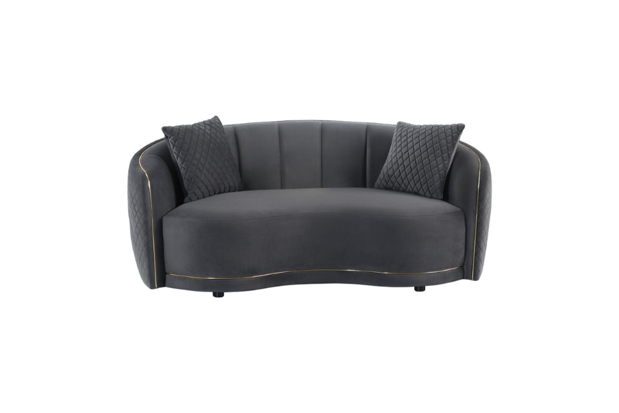 Brookside Velvet Upholstered Curved Loveseat Dark Grey 504845 Comming Soon