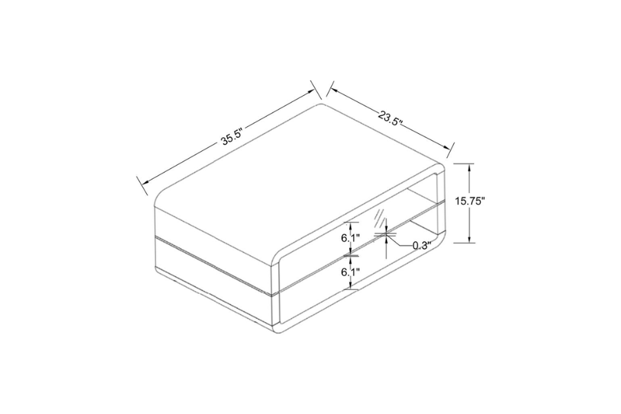 Elana 1-shelf Rectangular Coffee Table White High Gloss 703268