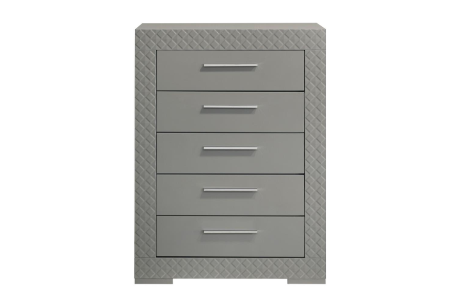 Ives 5-drawer Bedroom Chest of Drawers Grey High Gloss 224975