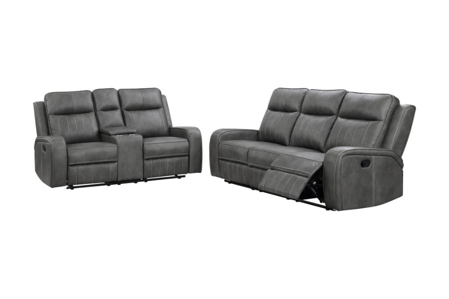 Raelynn 2-piece Upholstered Reclining Sofa Set Grey 603191-S2