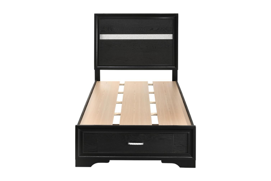 Juego de dormitorio de 4 piezas Miranda Twin en color negro 206361T-S4 