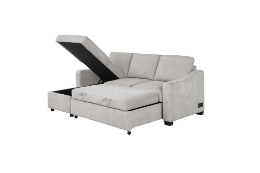 Coddle Aria Fabric Sleeper Sofa with Reversible Chaise and Storage, Beige Floor Model