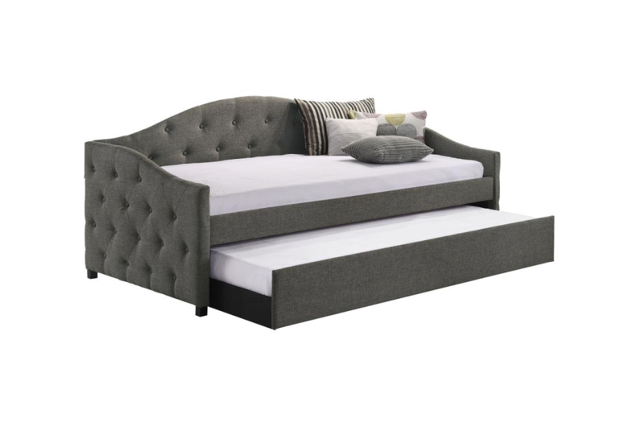 Sadie Upholstered Twin Daybed with Trundle Grey 300638