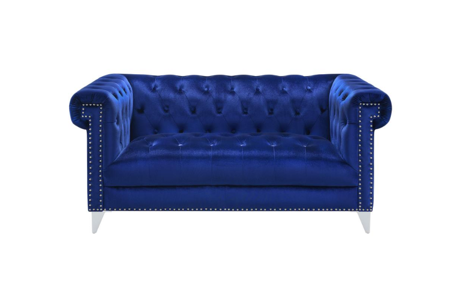 Bleker Upholstered Tuxedo Arm Tufted Loveseat Blue 509482