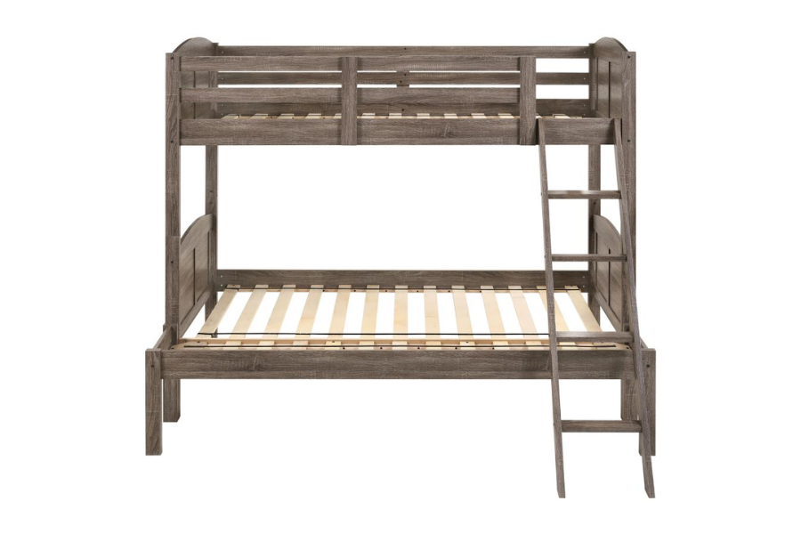 Flynn Wood Twin Over Full Bunk Bed Weathered Brown 400809