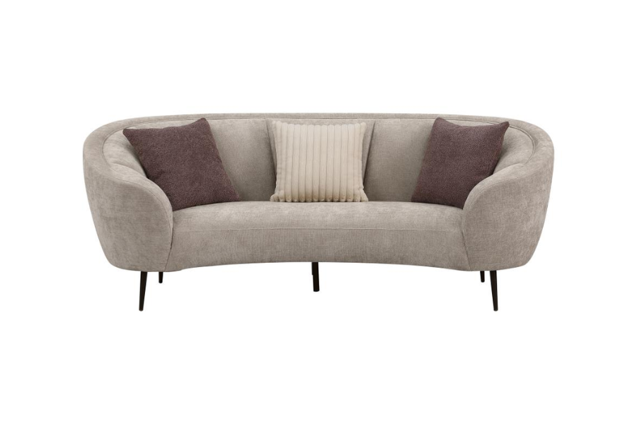 Ellorie Upholstered Channel Back Curved Sofa Beige 504837 Comming Soon