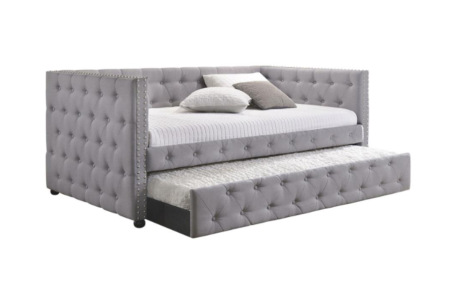 Mockern Upholstered Twin Daybed with Trundle Grey 302161