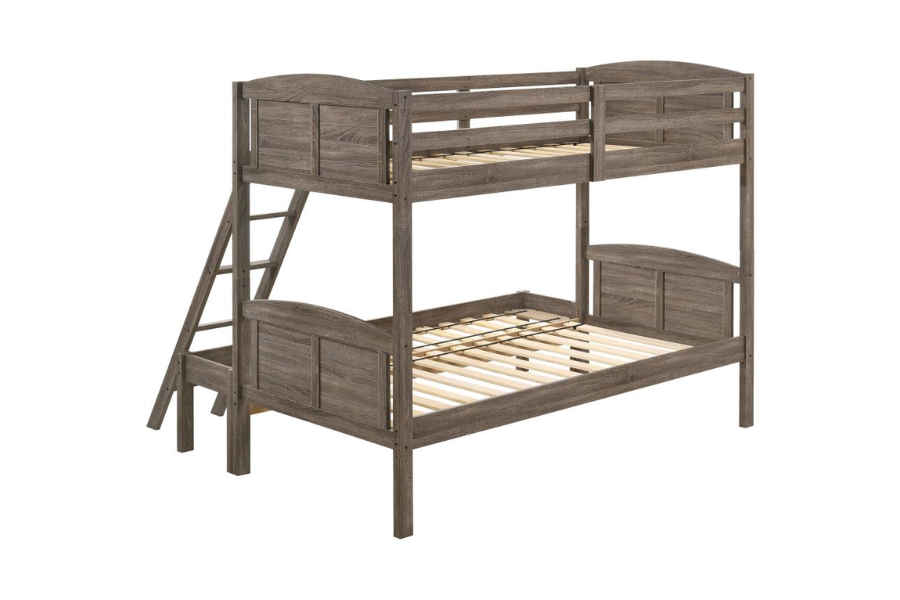 Flynn Wood Twin Over Full Bunk Bed Weathered Brown 400809