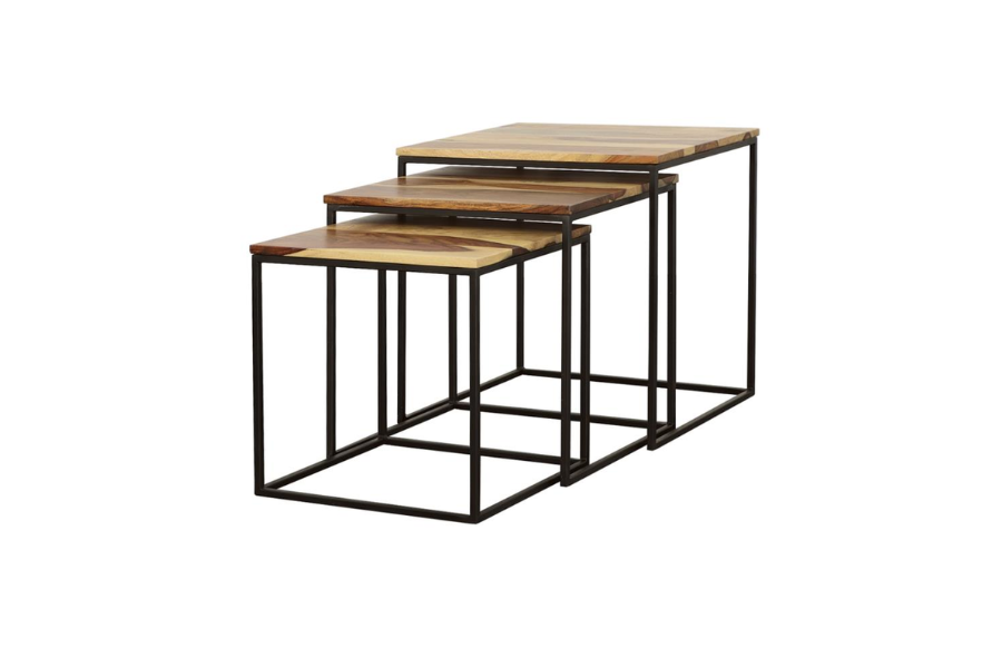 Belcourt 3-piece Square Nesting Tables Natural and Black 931182