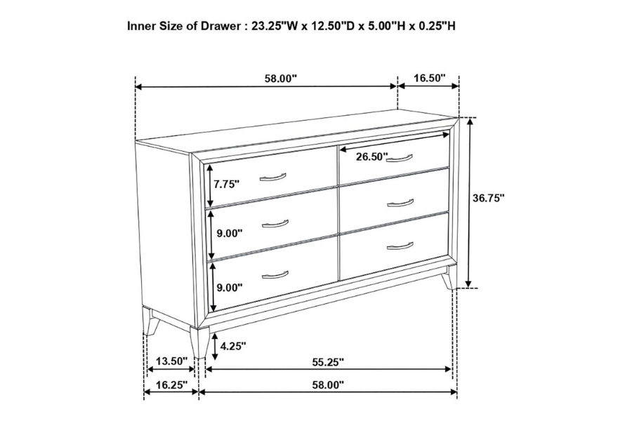 Watson 6-drawer Dresser Grey Oak	212423