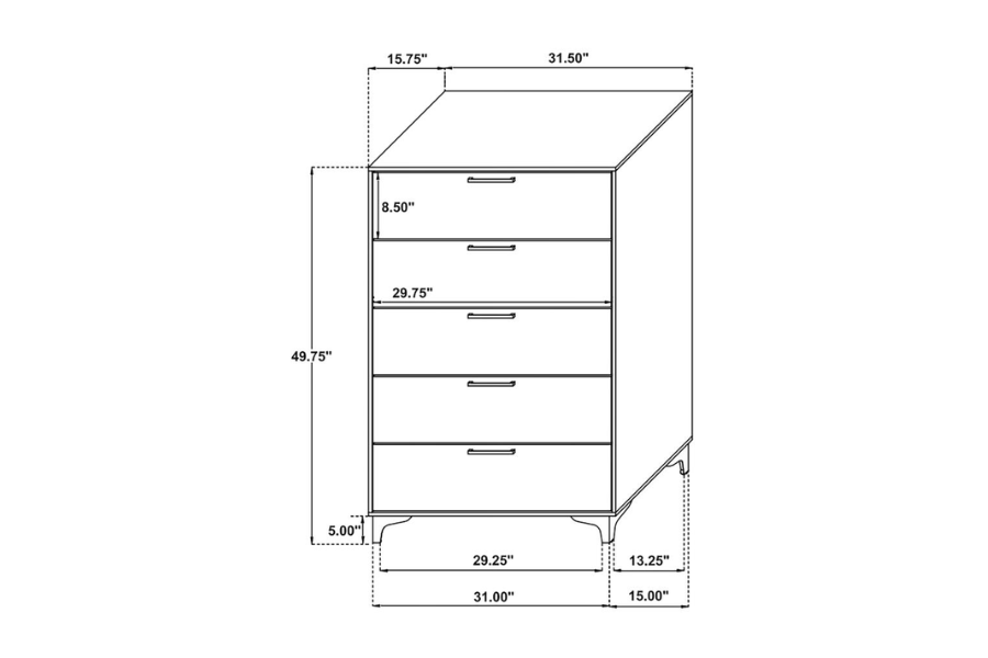 Kendall 5-drawer Bedroom Chest Black 224455