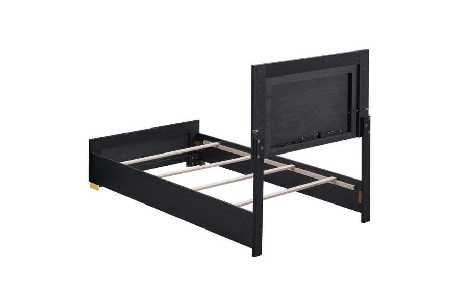 Marceline Wood Twin LED Panel Bed Black 222831T Comming Soon