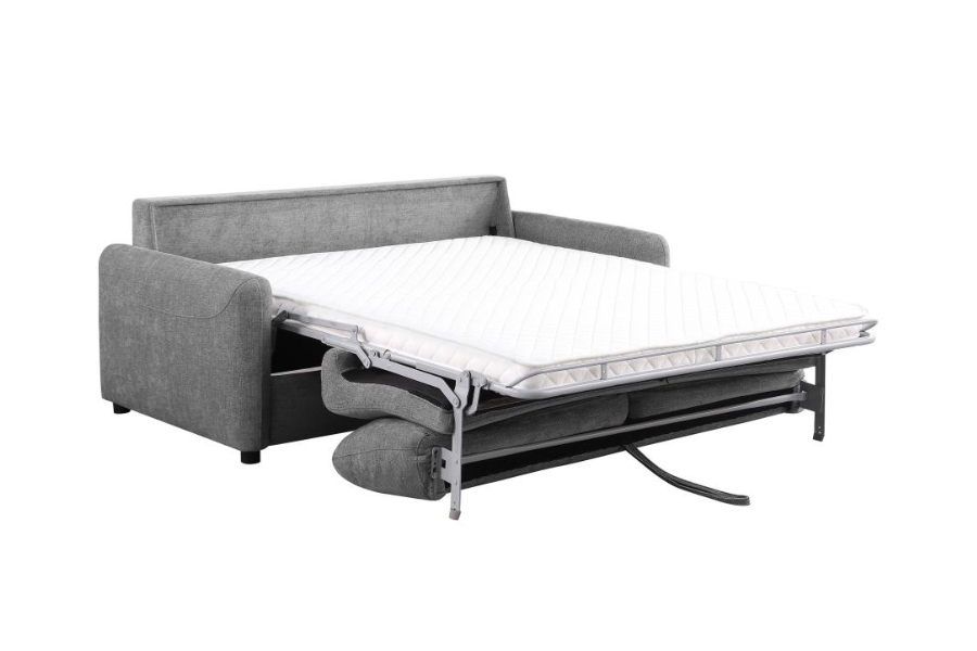 Próximamente sofá cama tapizado Rylie con colchón tamaño queen gris 360029 