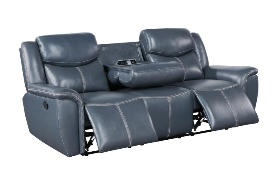 Sloane 2-piece Upholstered Reclining Sofa Set Blue 610271-S2