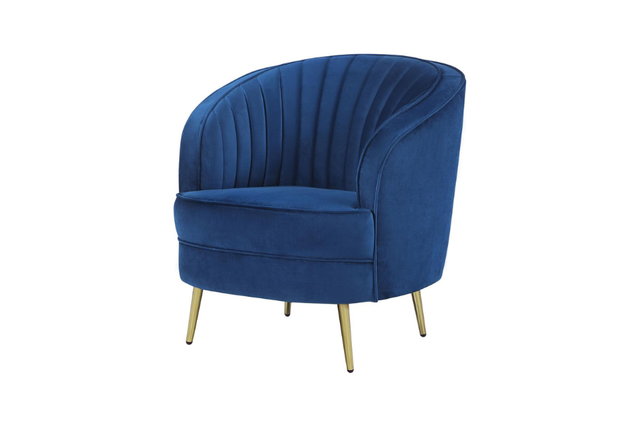 Sophia Upholstered Channel Tufted Barrel Accent Chair Blue 506863