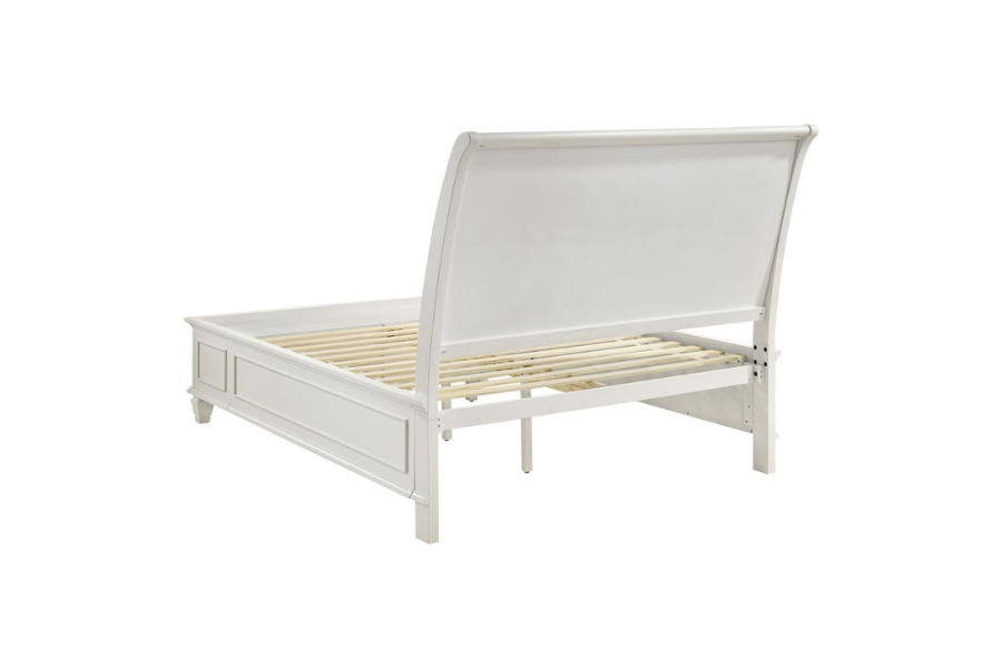 Sandy Beach Wood Queen Storage Panel Bed Cream White 201309Q