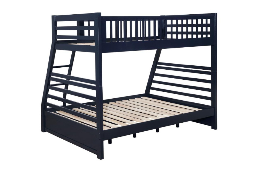 Ashton 2-drawer Wood Twin Over Full Bunk Bed Navy Blue	460181