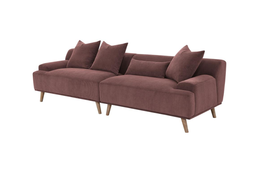 Elizabeth Corduroy Upholstered Extra Long Sofa Wine Red 503957