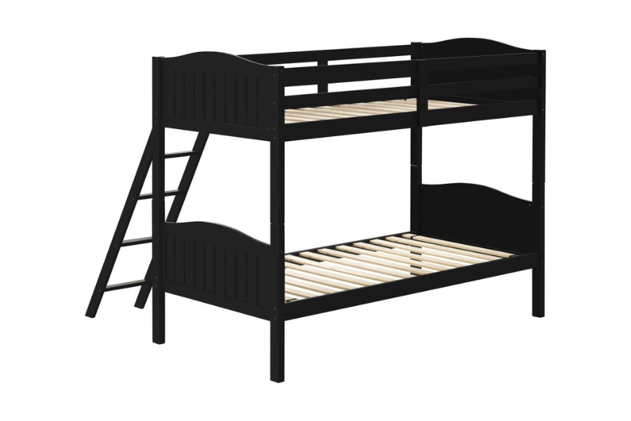 Arlo Wood Twin Over Twin Bunk Bed Black 405053BLK