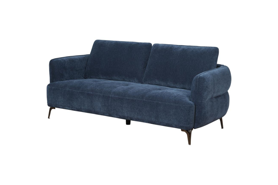 Lively Chenille Upholstered Modern Track Arm Sofa Blue 509041