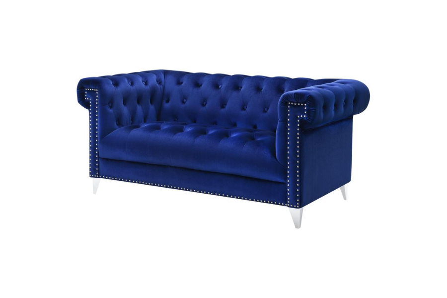 Bleker Upholstered Tuxedo Arm Tufted Loveseat Blue 509482