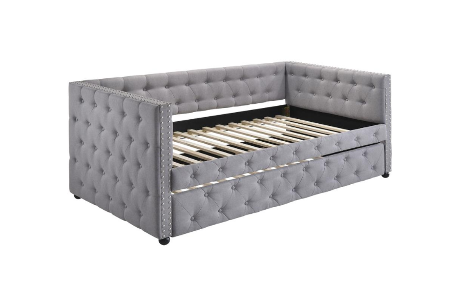 Mockern Upholstered Twin Daybed with Trundle Grey 302161