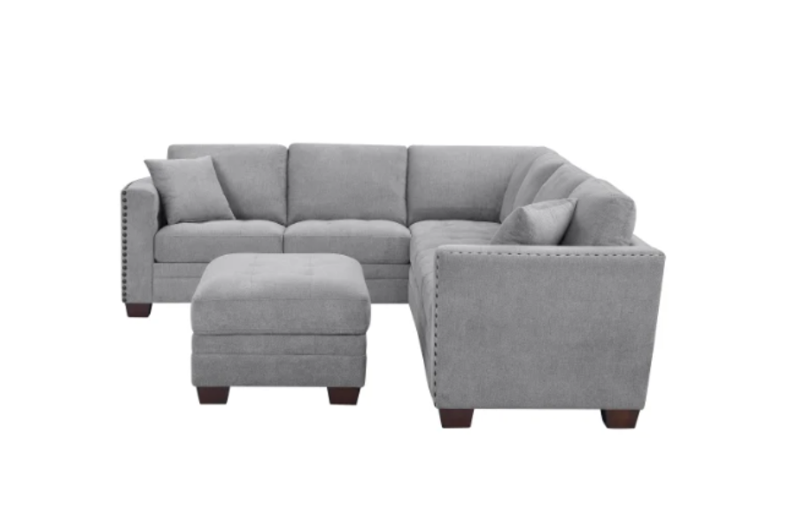 Selena Fabric Sectional with Storage Ottoman