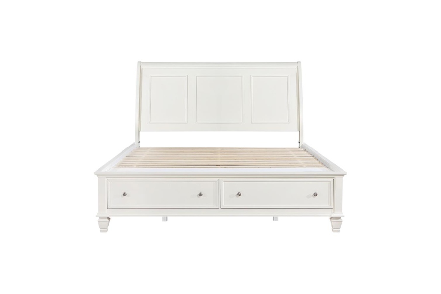 Sandy Beach Wood Eastern King Storage Panel Bed Cream White 201309KE