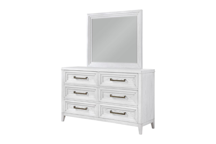 Marielle 6-drawer Dresser with Mirror Distressed White 224843M