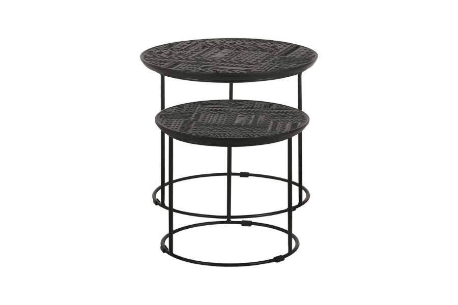 Loannis 2-piece Round Mango Wood Nesting Table Matte Black	935842