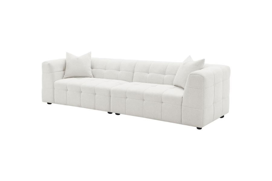 Everly Boucle Upholstered Extra Long Sofa Off White 504850